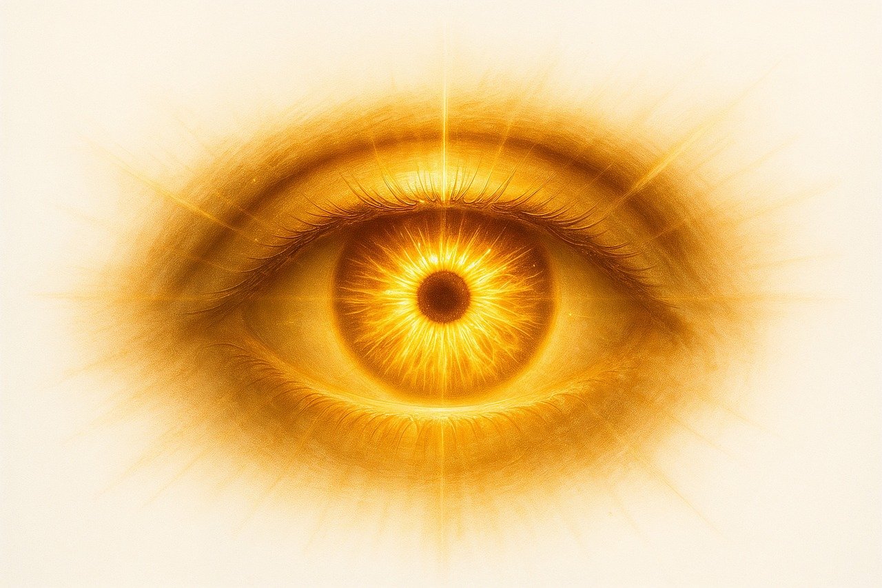 golden eye, radiant, mystical, glowing, intense, spiritual, bright, luminous, fiery, divine, visionary, occult, celestial, mesmerizing, ethereal, powerful, all-seeing, cosmic, illuminated, dramatic, ai generated